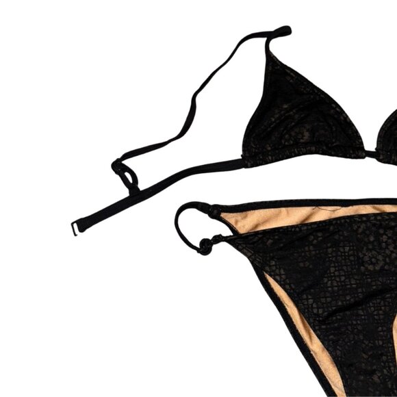 RVCA Black Lace Patterned String Bikini Set | Hot Girl Summer Beachwear | Sz Sm - Picture 4 of 9